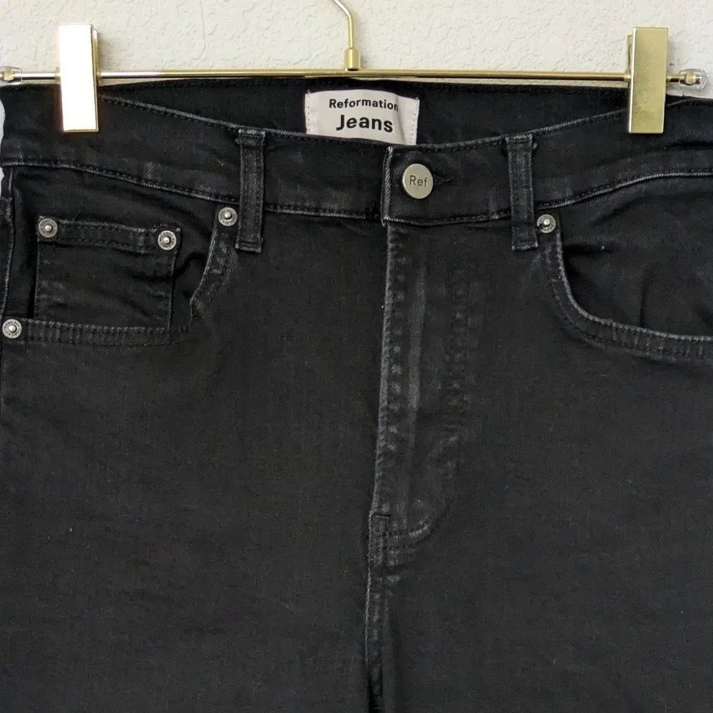 Reformation High Rise Skinny Jeans Women's 29 Black Stretch Denim Sustainable‎